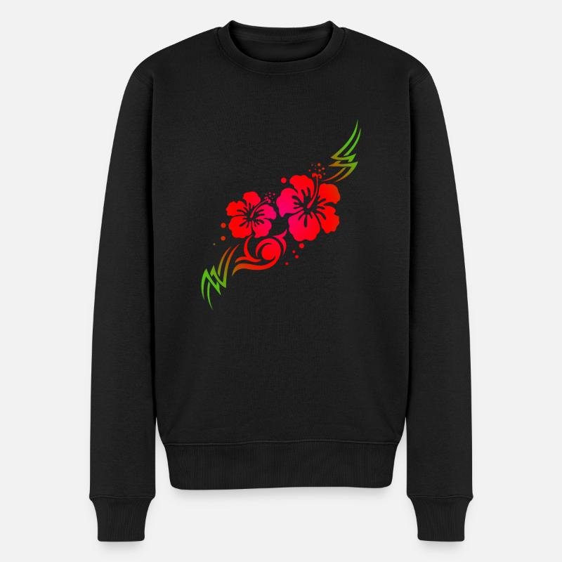 Hawaiian Blume Hibiskus Tribal Tattoo Geschenkidee - Männer Premium Bio Pullover - Schwarz