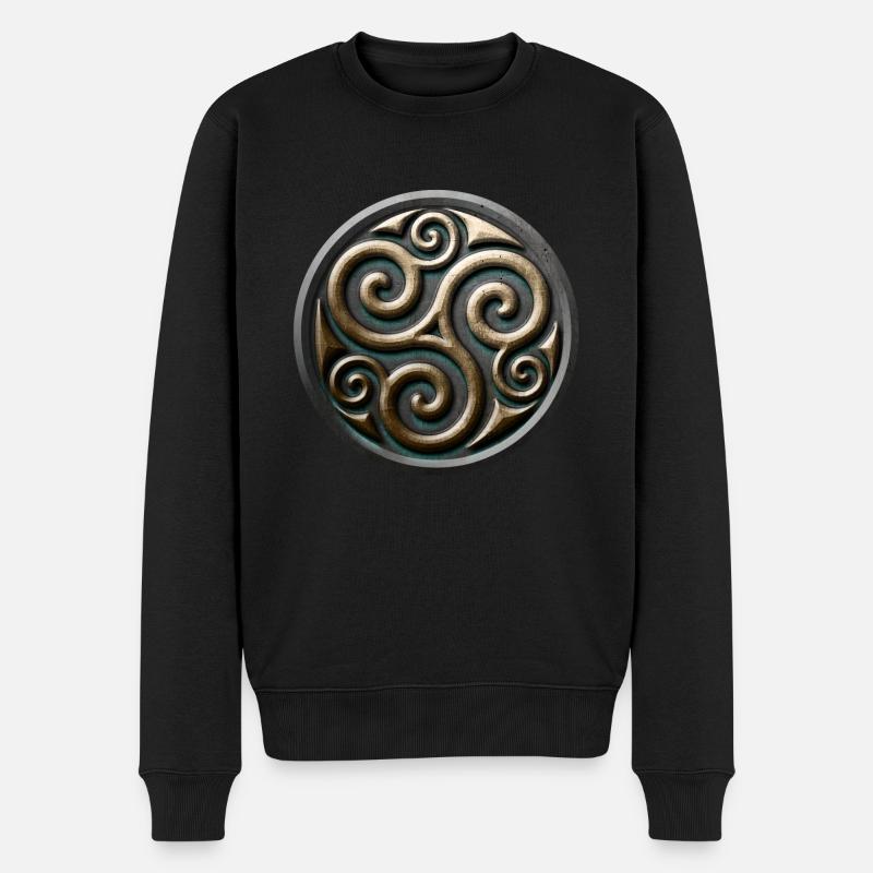 Keltisches Trisquel - Männer Premium Bio Pullover - Schwarz