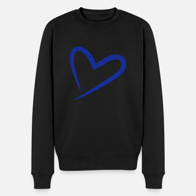 Herz Symbol Blau - Männer Premium Bio Pullover - Schwarz