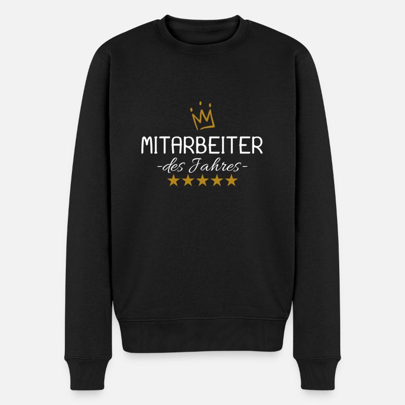 Mitarbeiter des Jahres mit Krone Geschenk - Männer Premium Bio Pullover - Schwarz