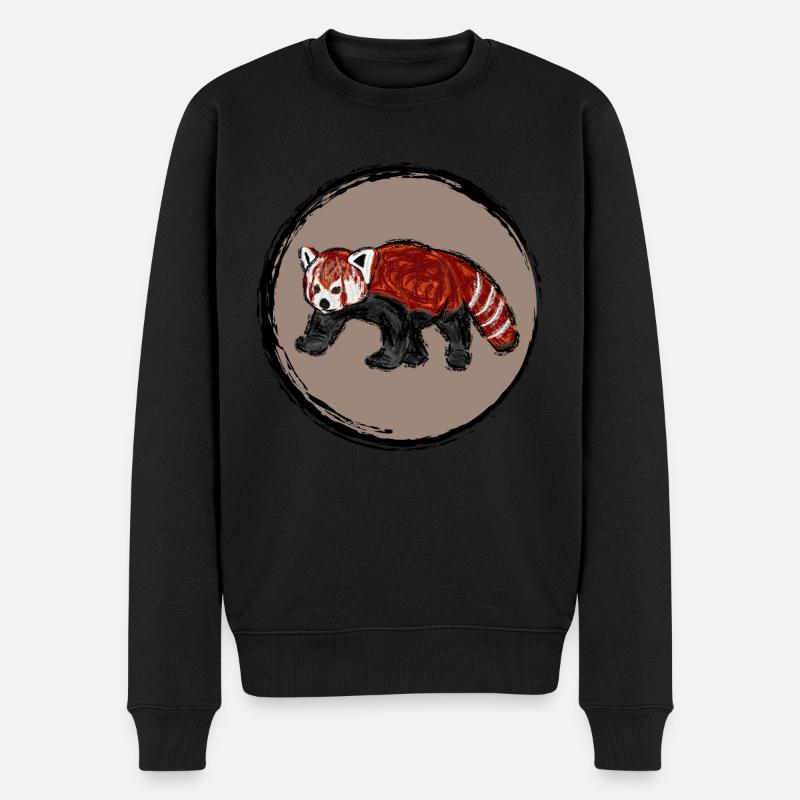 Panda rouge / Red Panda Design IV - Pull Premium bio Homme - noir