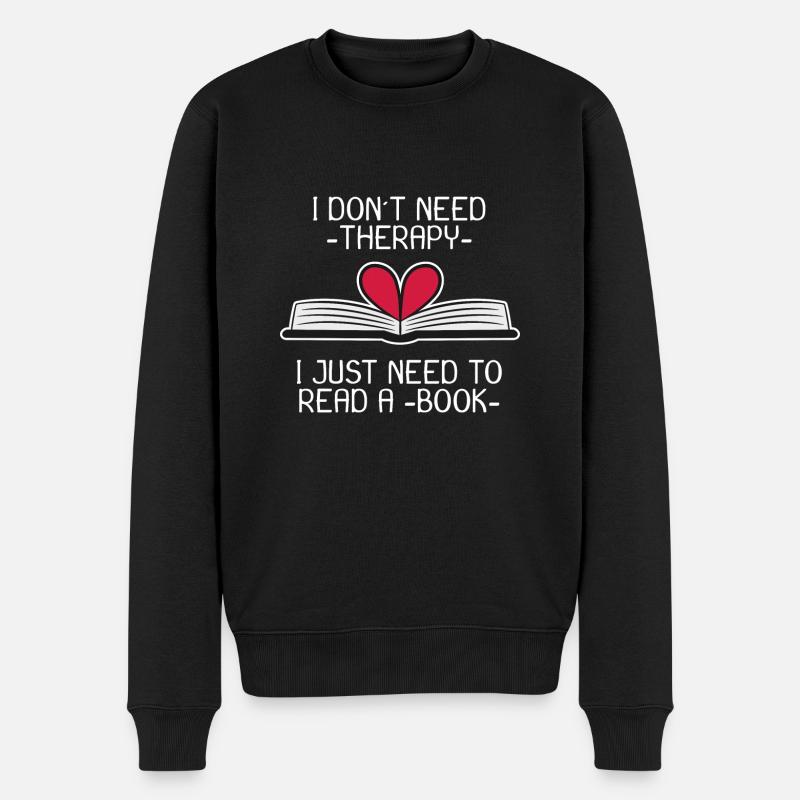 Buch Bücher Spruch Lesen Geschenk - Männer Premium Bio Pullover - Schwarz
