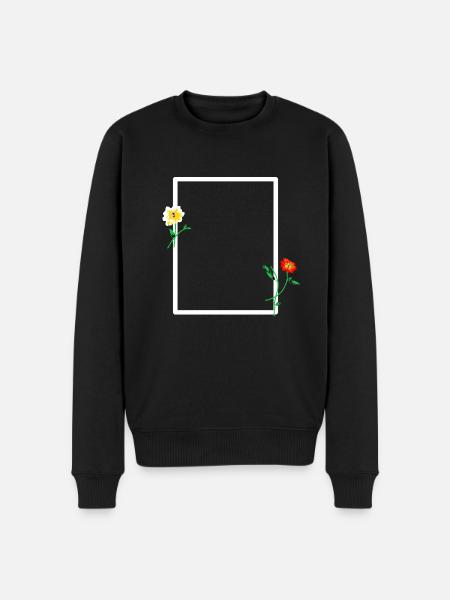 Vit ram med blommig dekoration - Ekologisk premiumtröja herr - svart