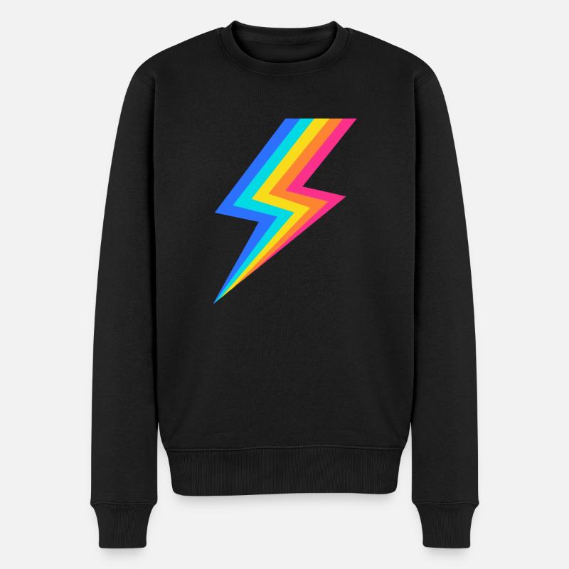 Regenbogenblitz - Männer Premium Bio Pullover - Schwarz