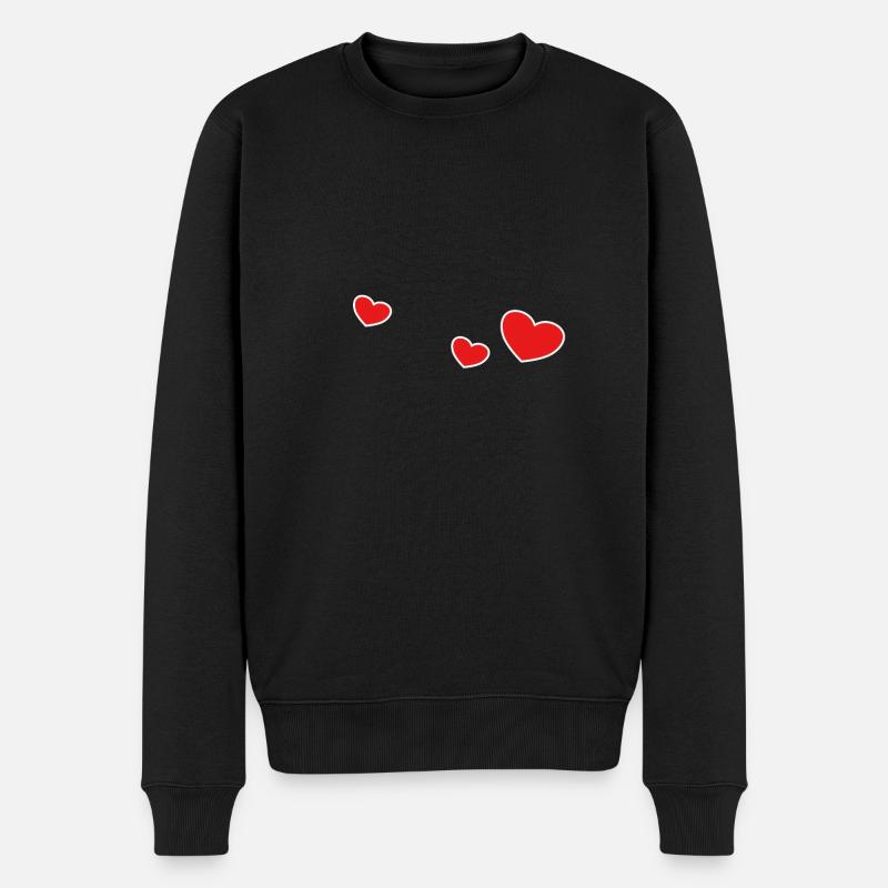 Drei rote Herzen - Männer Premium Bio Pullover - Schwarz