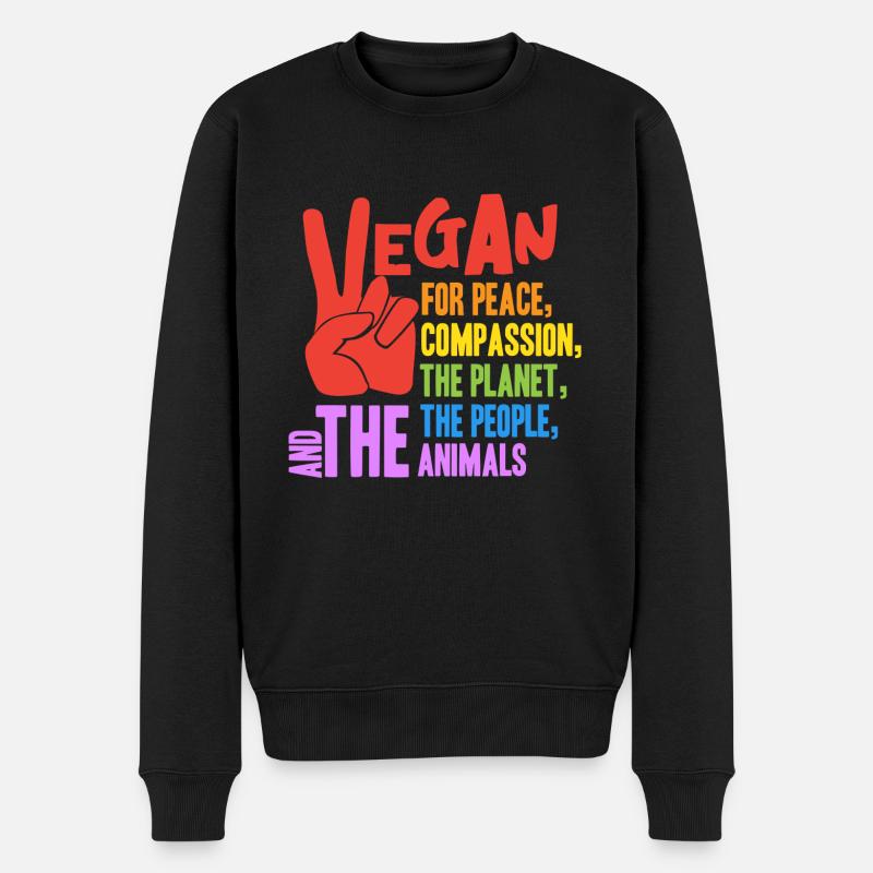 Vegan for peace compassion the planet, the people - Männer Premium Bio Pullover - Schwarz