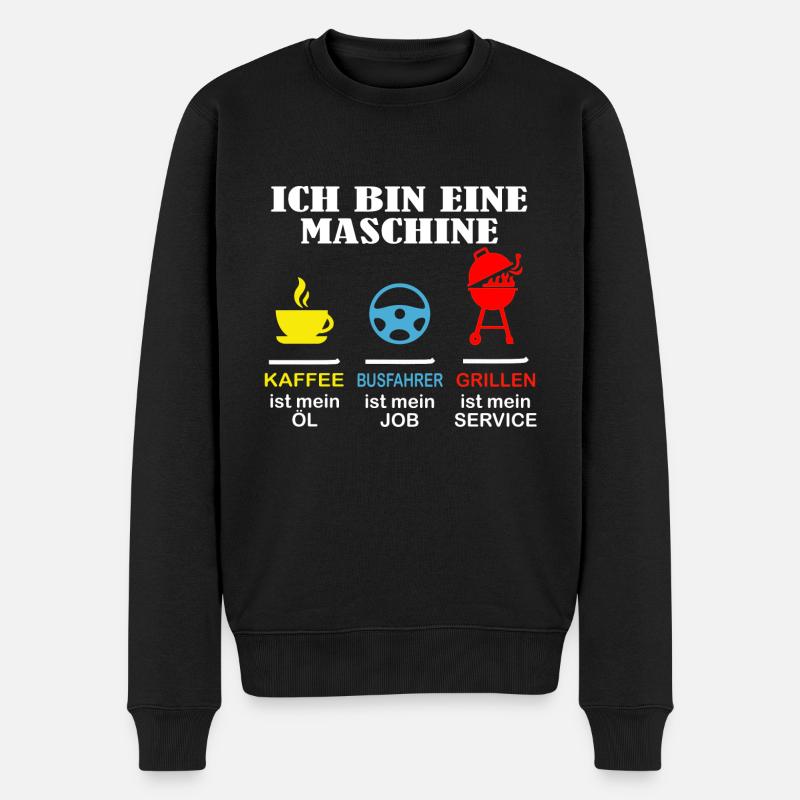 Busfahrer- Ich bin eine Maschine - Männer Premium Bio Pullover - Schwarz
