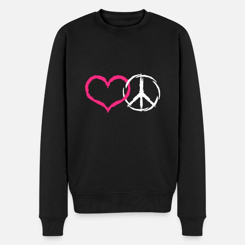 Coeur et paix symbole paix - Pull Premium bio Homme - noir