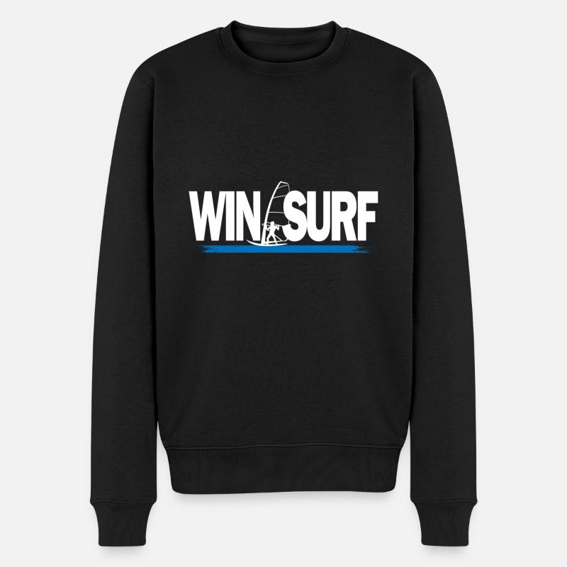 Silhouette Windsurfing Geschenk Kitesurfing - Männer Premium Bio Pullover - Schwarz