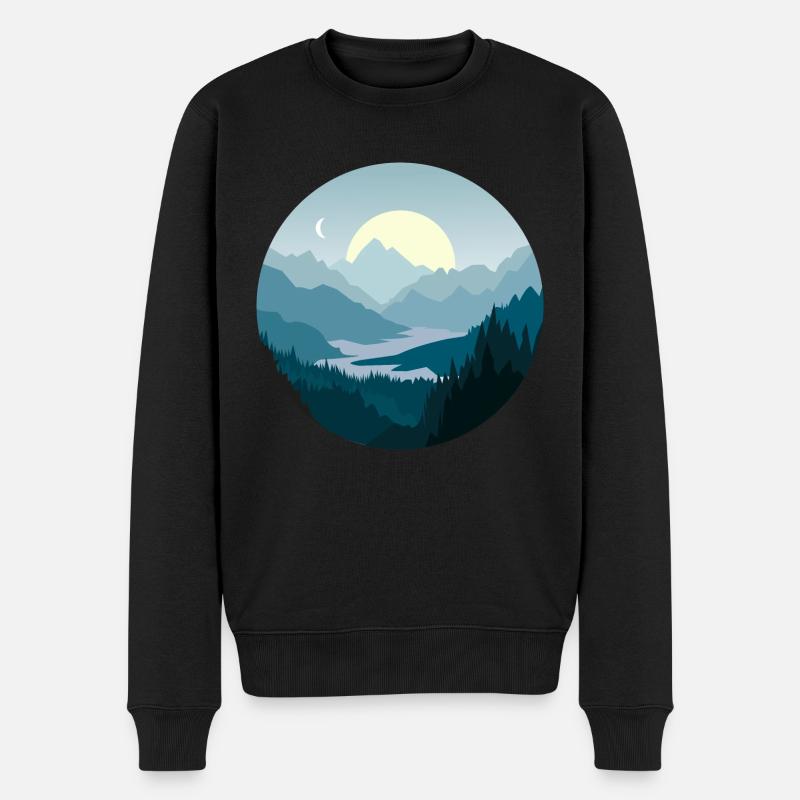 Berglandschaft blau - Männer Premium Bio Pullover - Schwarz