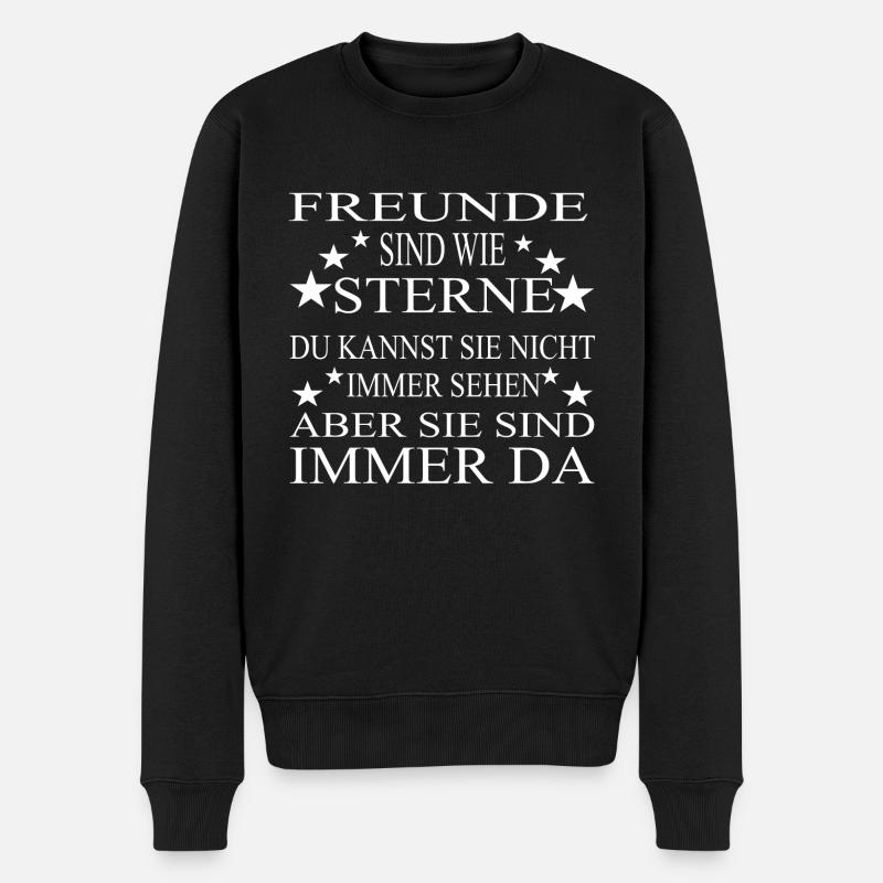 Freunde sind wie Sterne - Männer Premium Bio Pullover - Schwarz