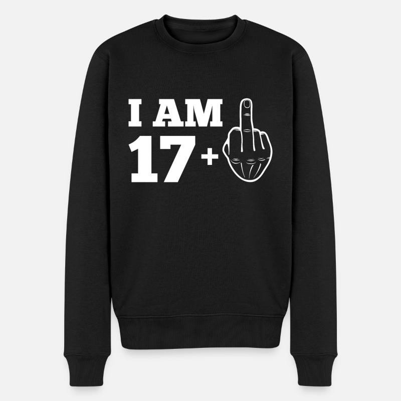 18. Geburtstag 17 + Mittelfinger 18 Jahre T-Shirt - Männer Premium Bio Pullover - Schwarz