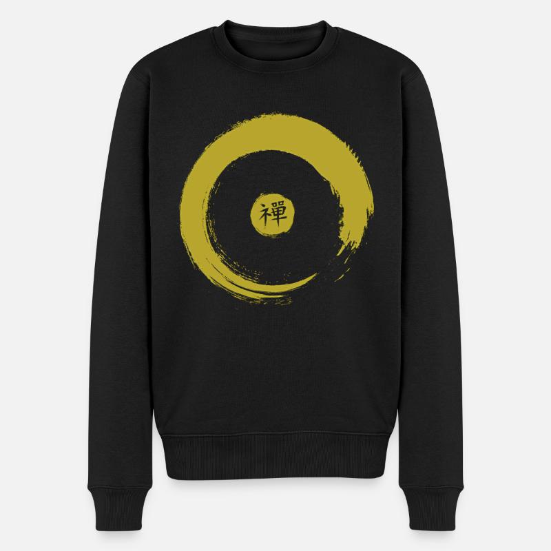 Japan Calligraphy and Sign ZEN ENSO 3 - Männer Premium Bio Pullover - Schwarz