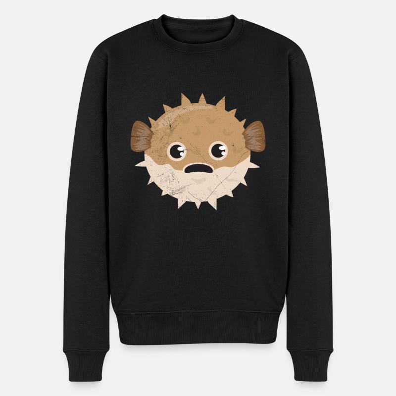 Kugelfisch Grumpy Kinder lustiges Geschenk - Männer Premium Bio Pullover - Schwarz