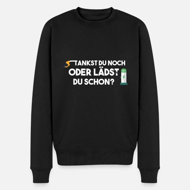 Elektroauto Tankst du noch oder lädst du schon? - Männer Premium Bio Pullover - Schwarz