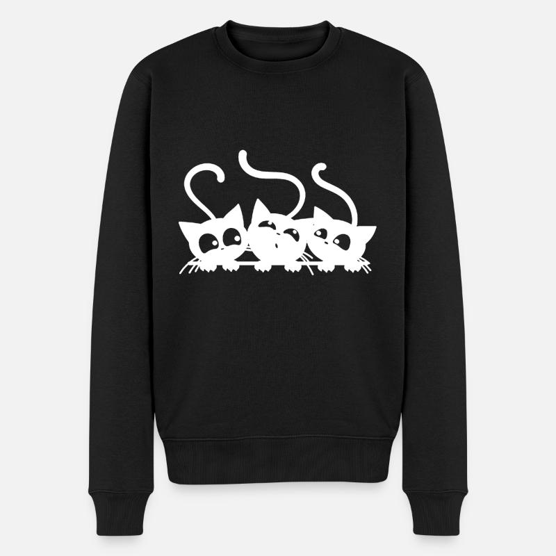 drei Katzen - Männer Premium Bio Pullover - Schwarz