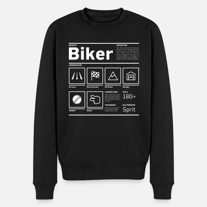 Steckbrief: Biker - Männer Premium Bio Pullover - Schwarz