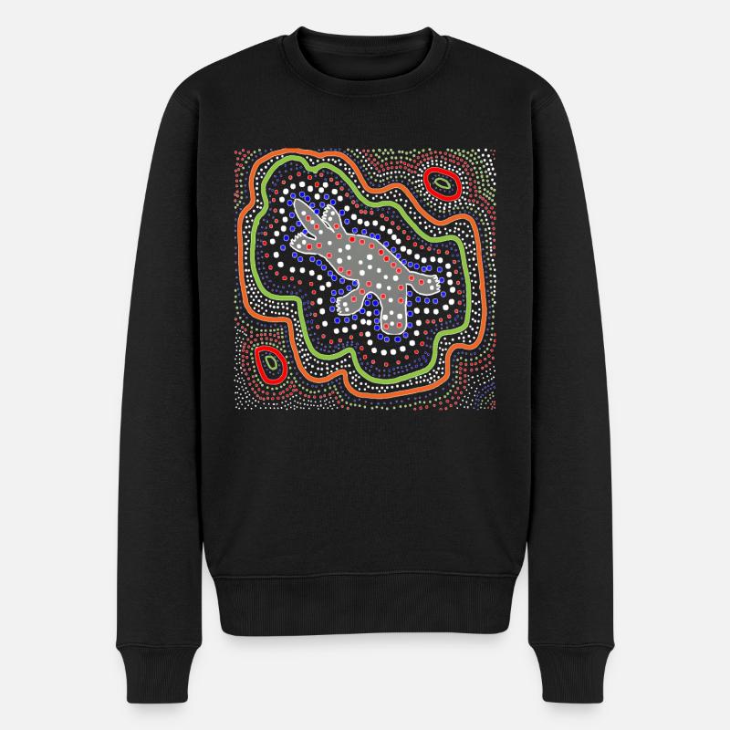 Autralisches Aborigine-Kunstschnabeltier - Männer Premium Bio Pullover - Schwarz