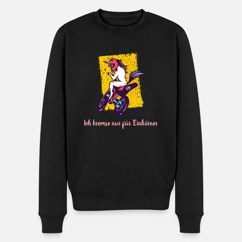 Ich bremse nur für Einhörner - Einhorn Motorrad - Männer Premium Bio Pullover - Schwarz