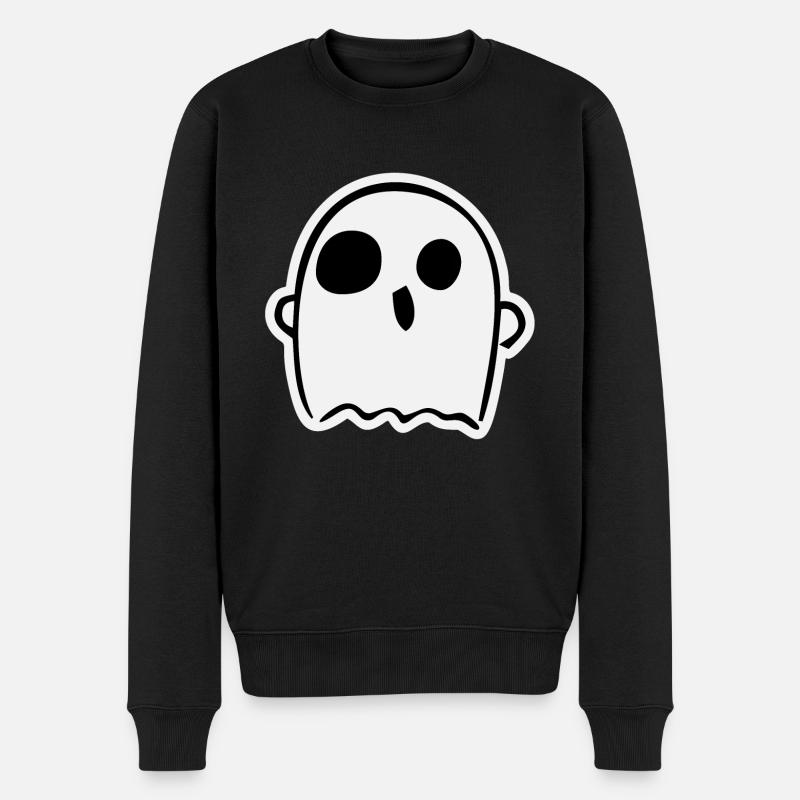 Cute Ghost - Männer Premium Bio Pullover - Schwarz