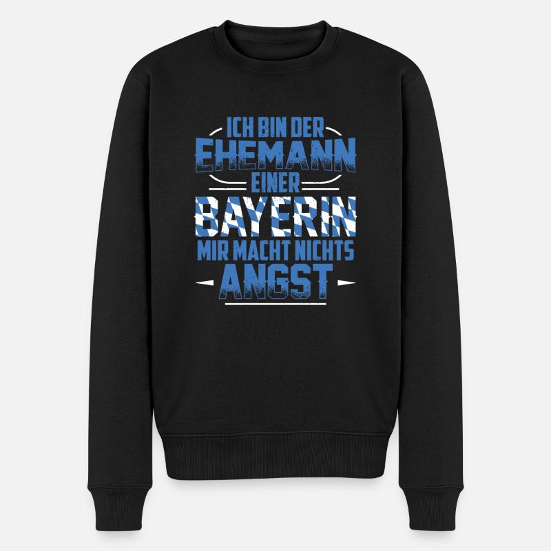 Bayerin | Bayern Bayrisch Oberbayern Geschenkideen - Männer Premium Bio Pullover - Schwarz