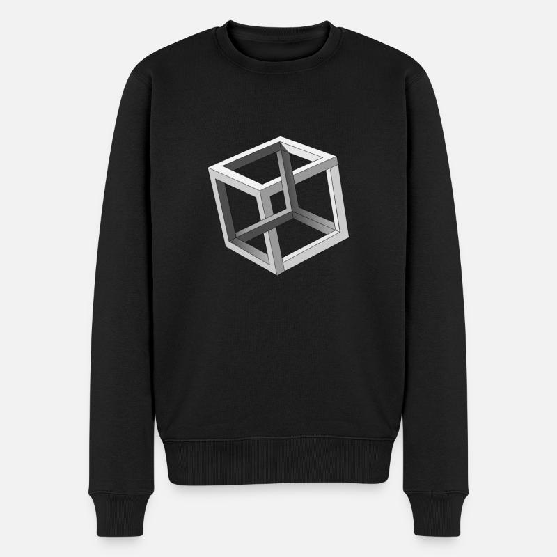 Illusion d'optique de cube - Pull Premium bio Homme - noir