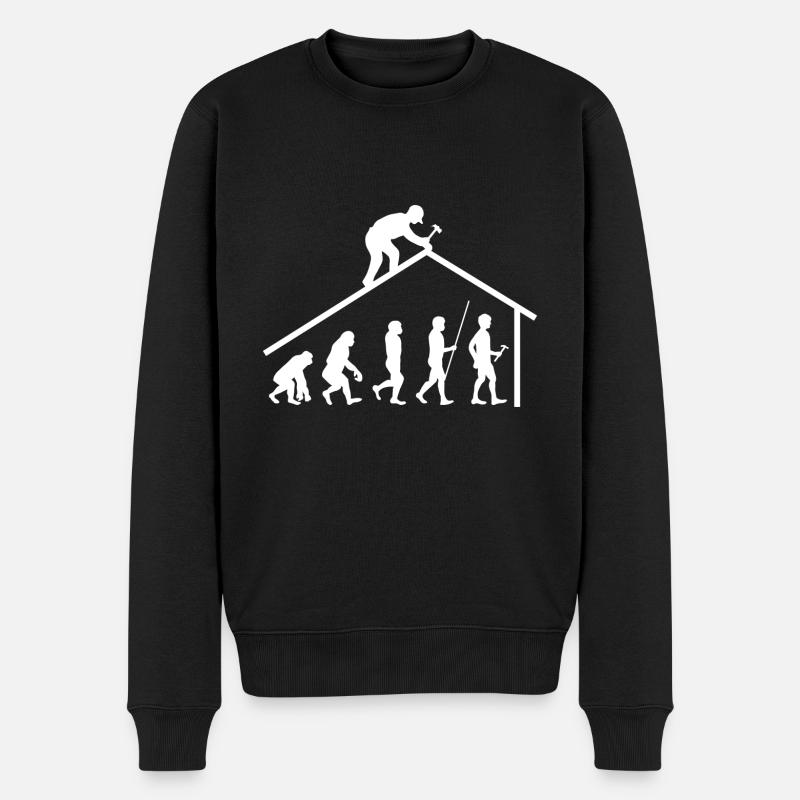 Evolution Zimmerer Dachdecker Geschenk - Männer Premium Bio Pullover - Schwarz