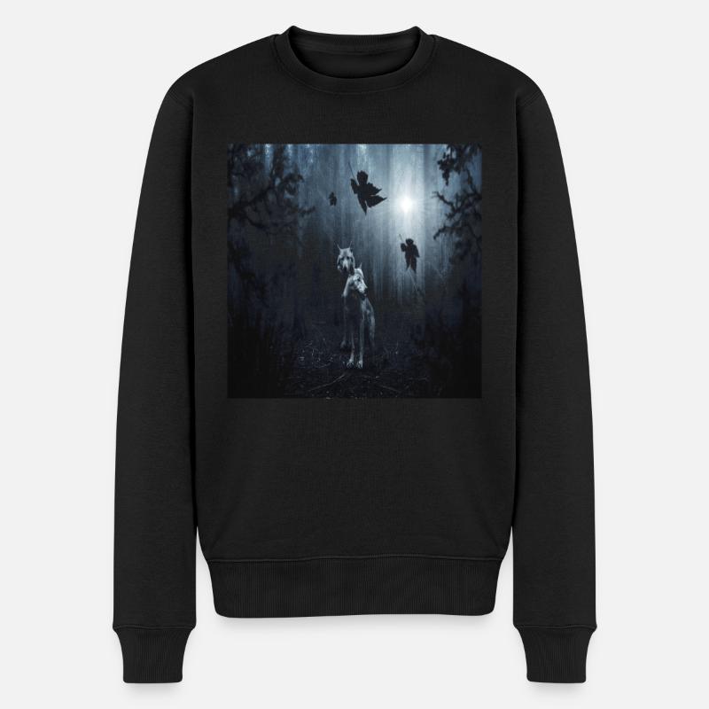 wolf - Männer Premium Bio Pullover - Schwarz