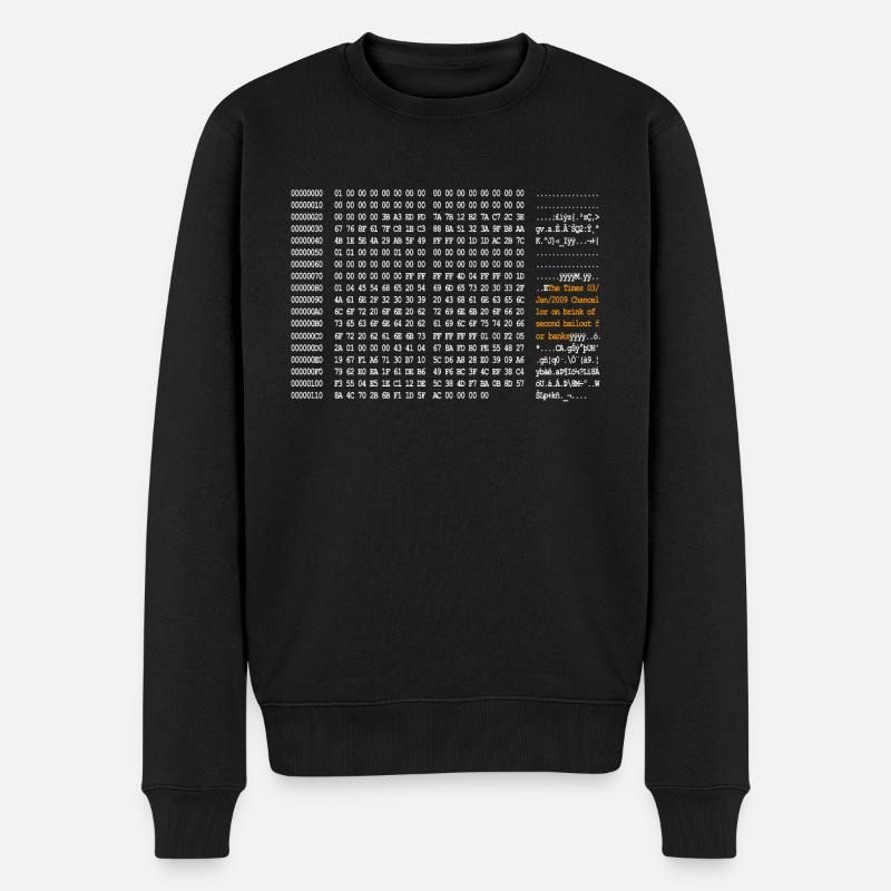 Bitcoin Block 0 Code - Männer Premium Bio Pullover - Schwarz