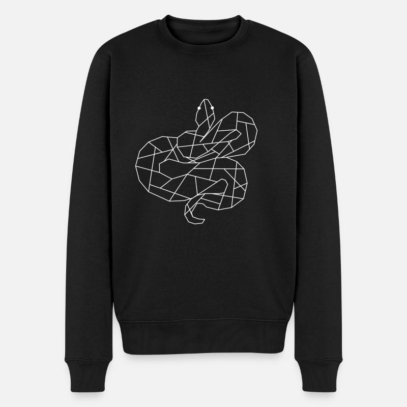 Geometrische Schlange Polygon Reptil - Männer Premium Bio Pullover - Schwarz
