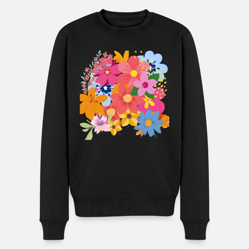 Frühlingsblumenstrauß - Männer Premium Bio Pullover - Schwarz