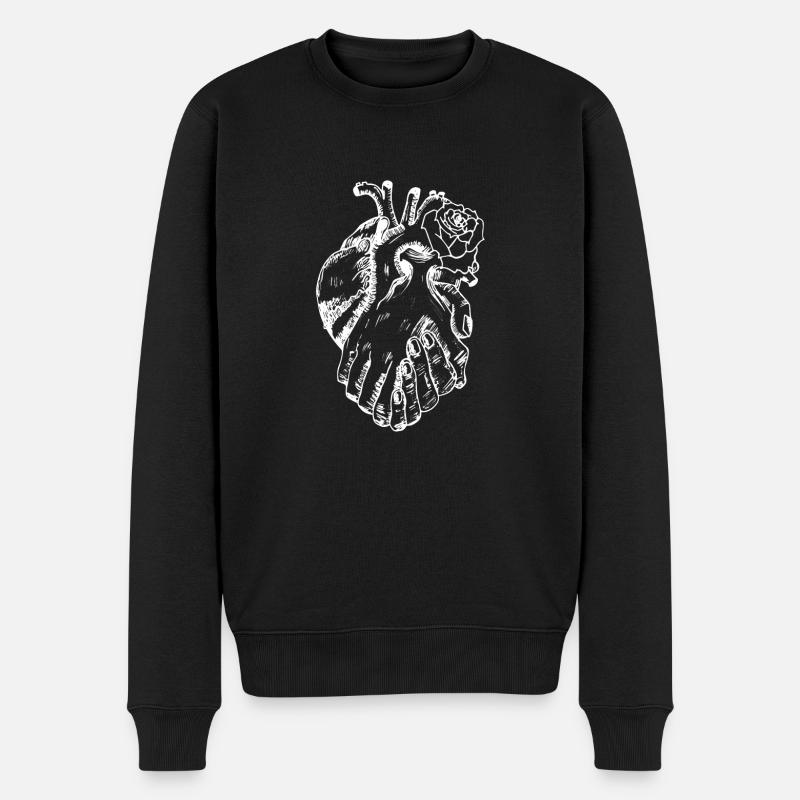 Dessin amitié mains doigts - Pull Premium bio Homme - noir