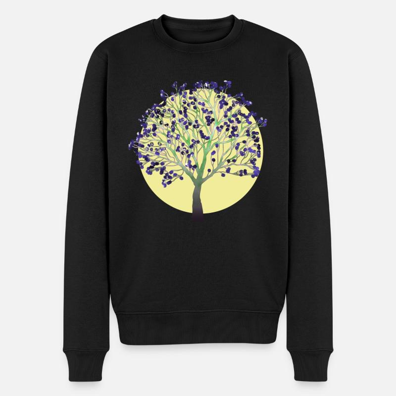Baum, lila - Männer Premium Bio Pullover - Schwarz