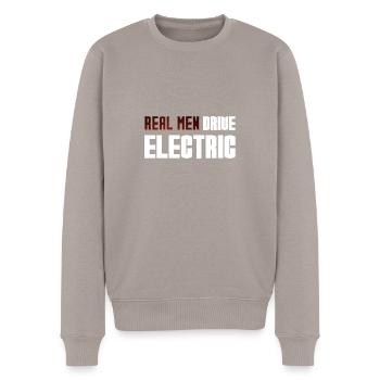 Real (Iron) Men Drive Electric - Men's Premium Organic Jumper - taupe - Front - Nico (187cm)
