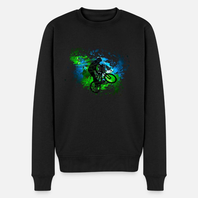 BMX Fahrradfahrt Farbfleck Deko Geschenk - Männer Premium Bio Pullover - Schwarz