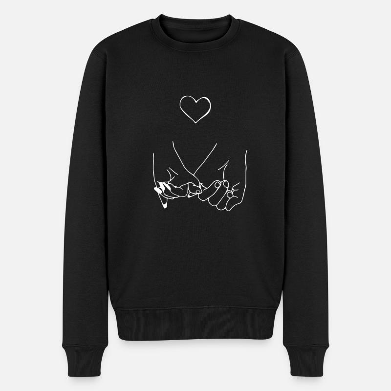 Dessin amitié mains doigts coeur - Pull Premium bio Homme - noir