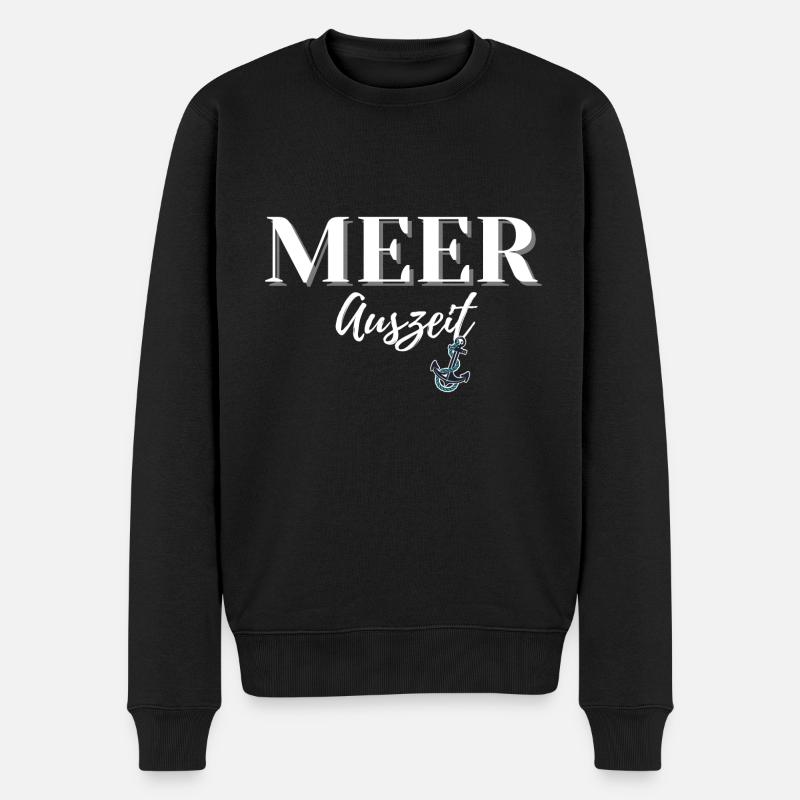 Meer Auszeit, Maritim, Anker. Nordsee, Norden - Männer Premium Bio Pullover - Schwarz