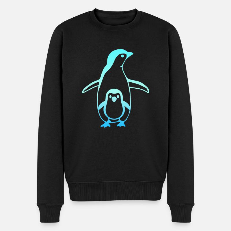 Pinguin Vater und Sohn Tattoo Tiere Geschenkidee - Männer Premium Bio Pullover - Schwarz