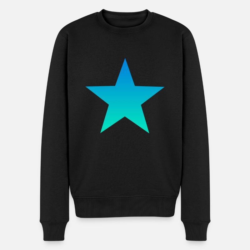 blauer Stern blue star - Männer Premium Bio Pullover - Schwarz