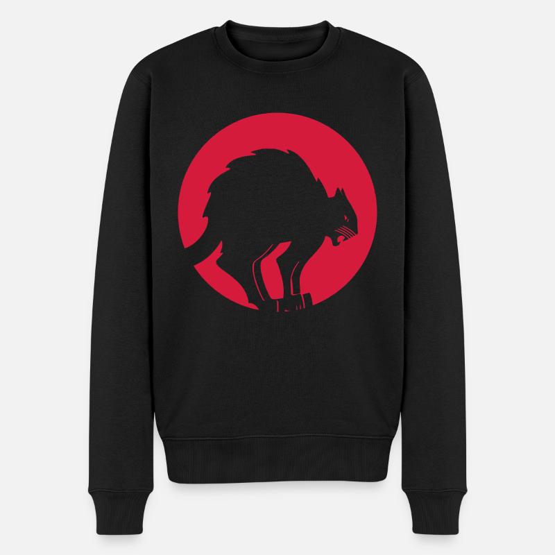 Black Cat - Sort kat på rød - Økologisk premium-sweatshirt til mænd - sort