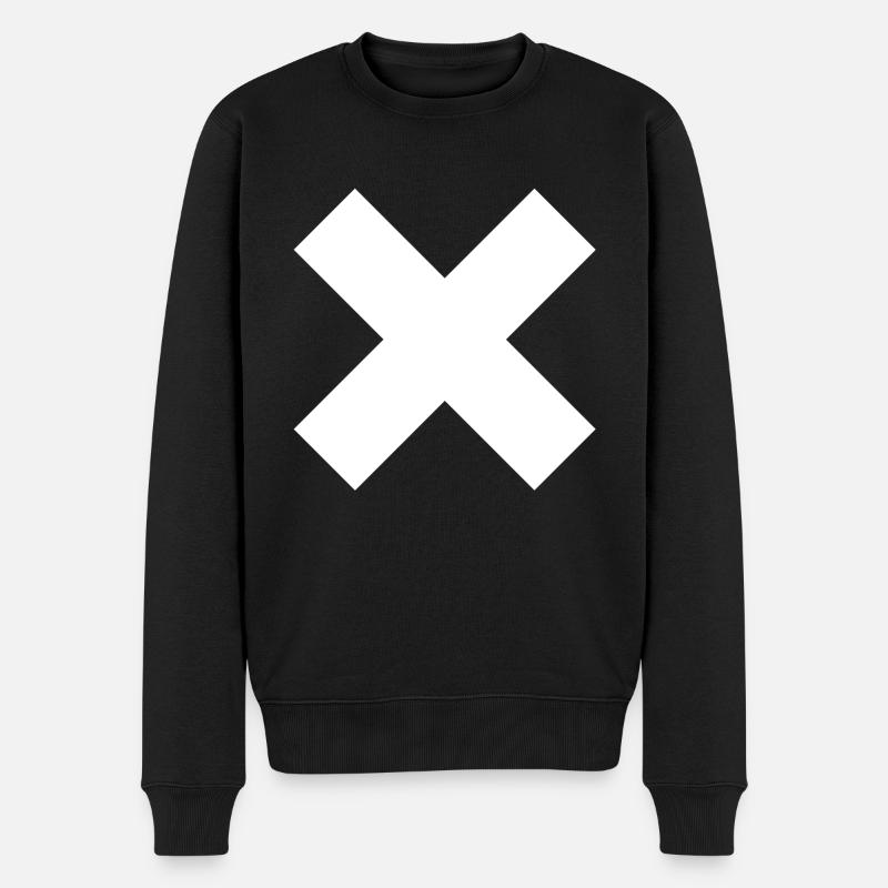 Straight Edge X Weiß - Männer Premium Bio Pullover - Schwarz