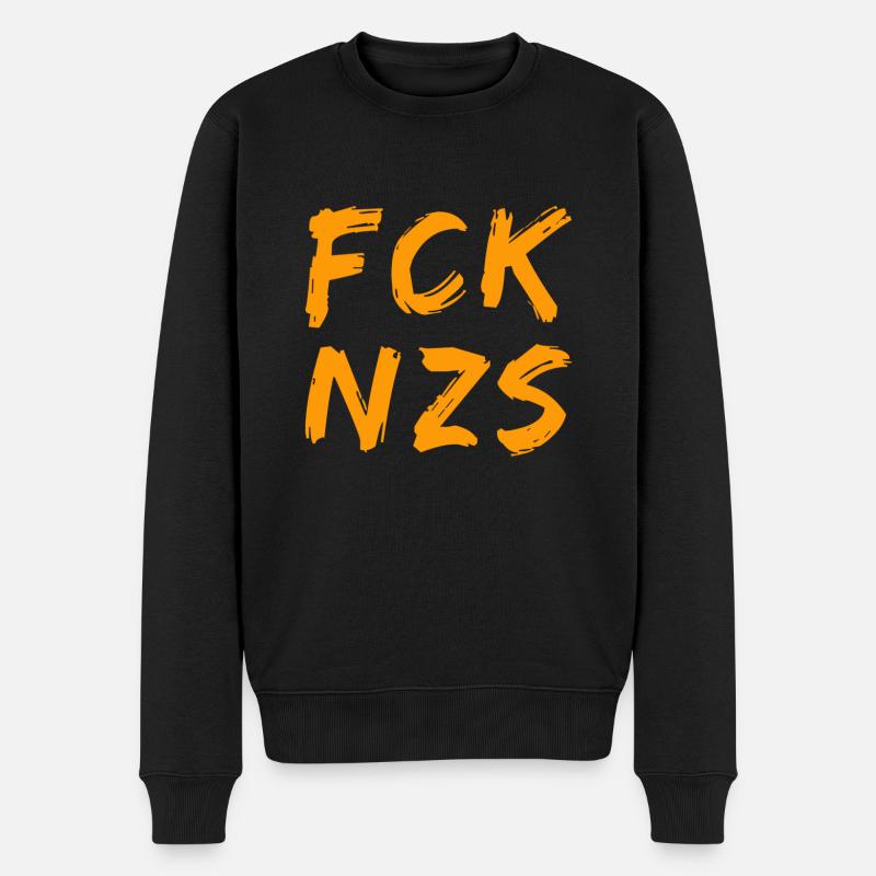 fuck Nazis - Männer Premium Bio Pullover - Schwarz