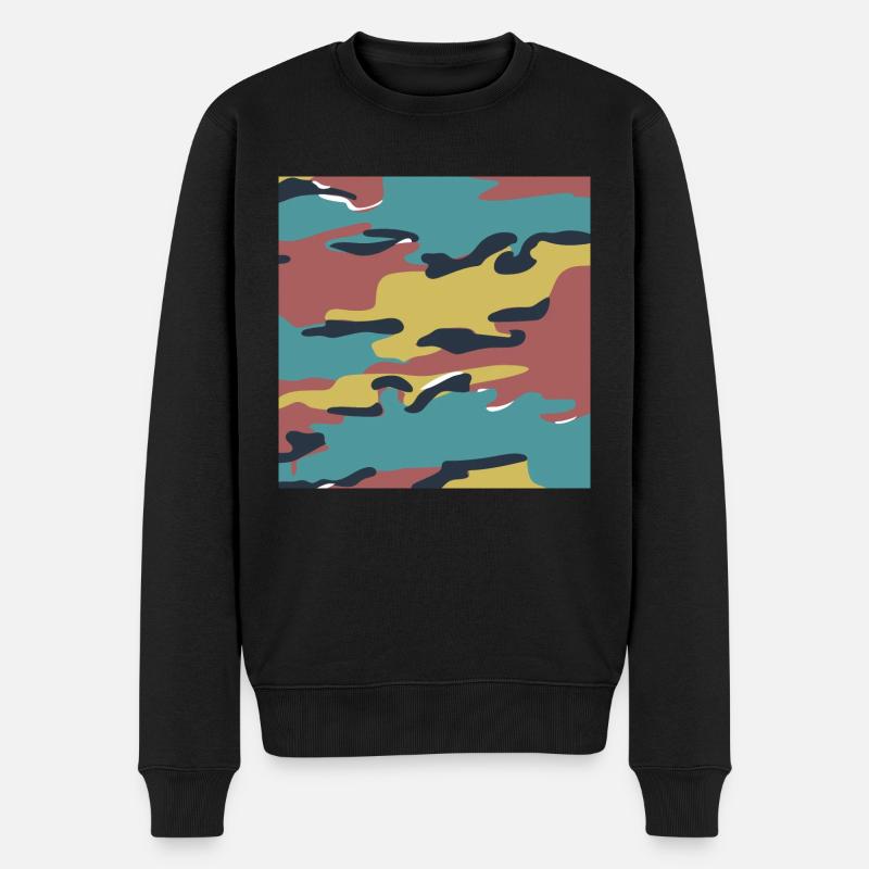 Belgische Puzzle-Tarnstruktur - Männer Premium Bio Pullover - Schwarz