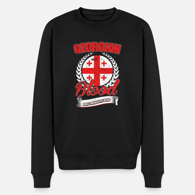 Georgisches Blut - Männer Premium Bio Pullover - Schwarz