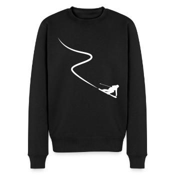 Skifahrer zieht Spur hinter sich Tiefschnee - Männer Premium Bio Pullover - Schwarz - Vorne - Nico (187cm)