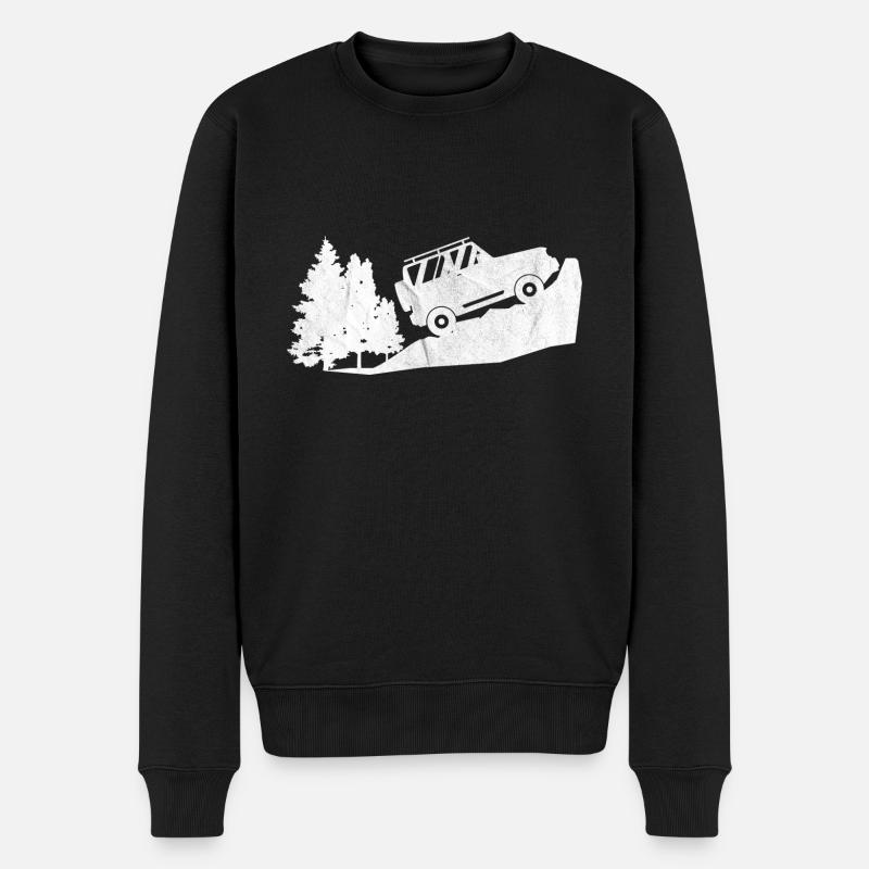 Offroad Geländewagen 4x4 Allrad erklimmt Berg - Männer Premium Bio Pullover - Schwarz