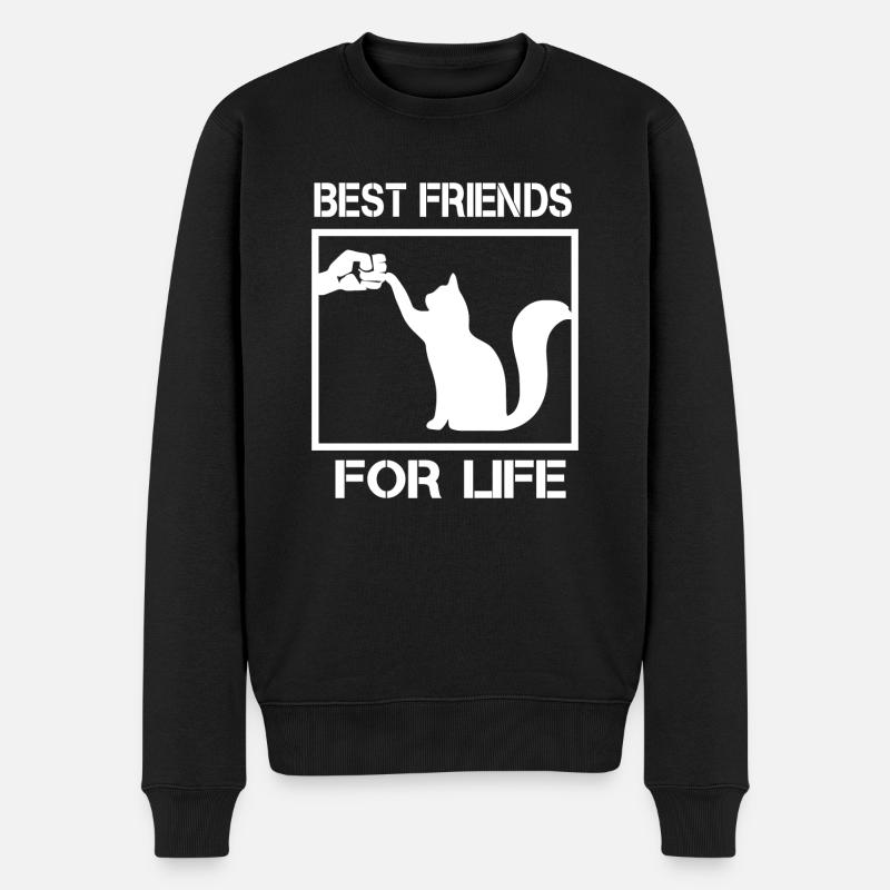 Best friends for life Geschenk Katze Spruch - Männer Premium Bio Pullover - Schwarz