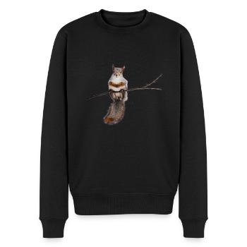 squirrel - Eichhörnchen - Männer Premium Bio Pullover - Schwarz - Vorne - Nico (187cm)
