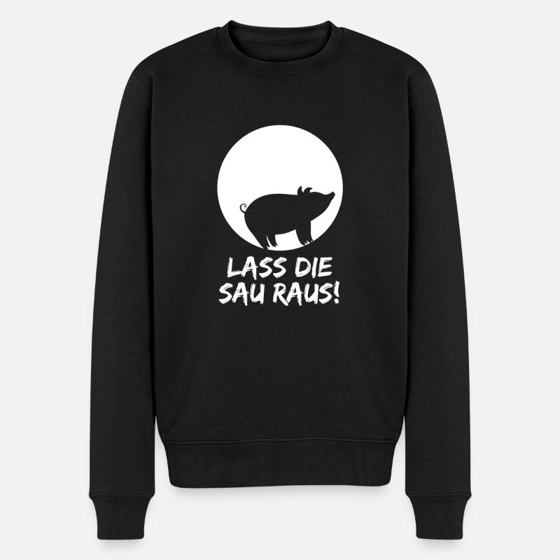 Lass die Sau raus! Veganismus - Tierschutz - Party - Männer Premium Bio Pullover - Schwarz