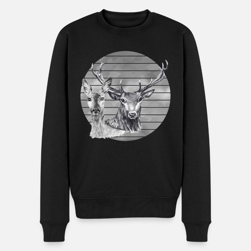 Hirsch und Reh - Männer Premium Bio Pullover - Schwarz